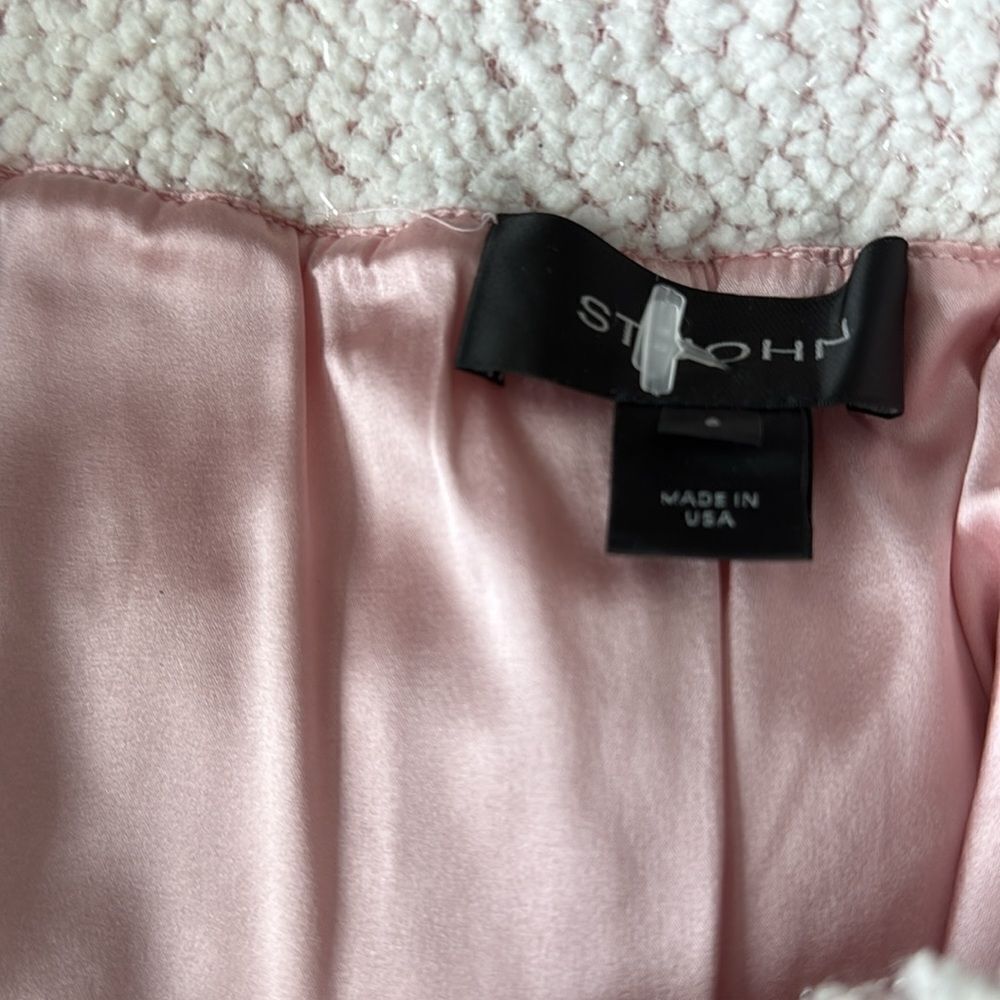 St. John’s Creamy White & Pink Barclay Overlay Tweed Skirt - Picture 6 of 7